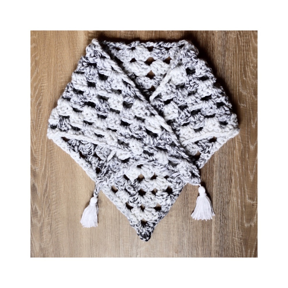 White and Gray Shawl.